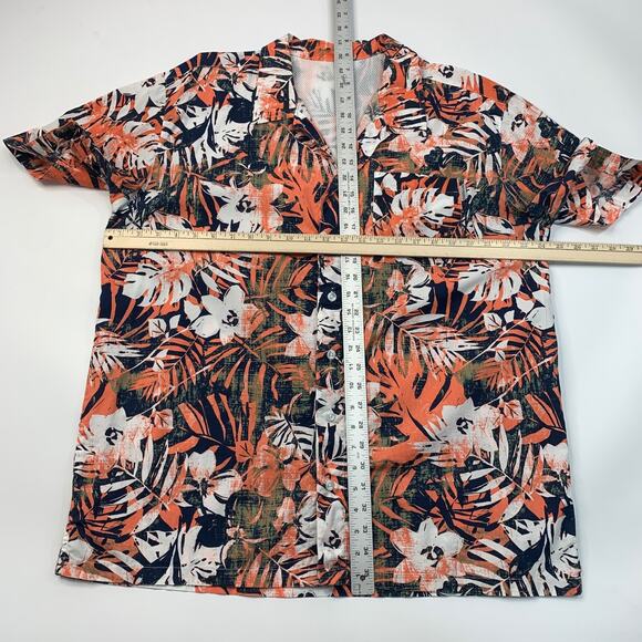 Columbia Shirt Mens L Large Navy Orange PFG Trollers Best Floral Vented Fishing - Picture 5 of 12